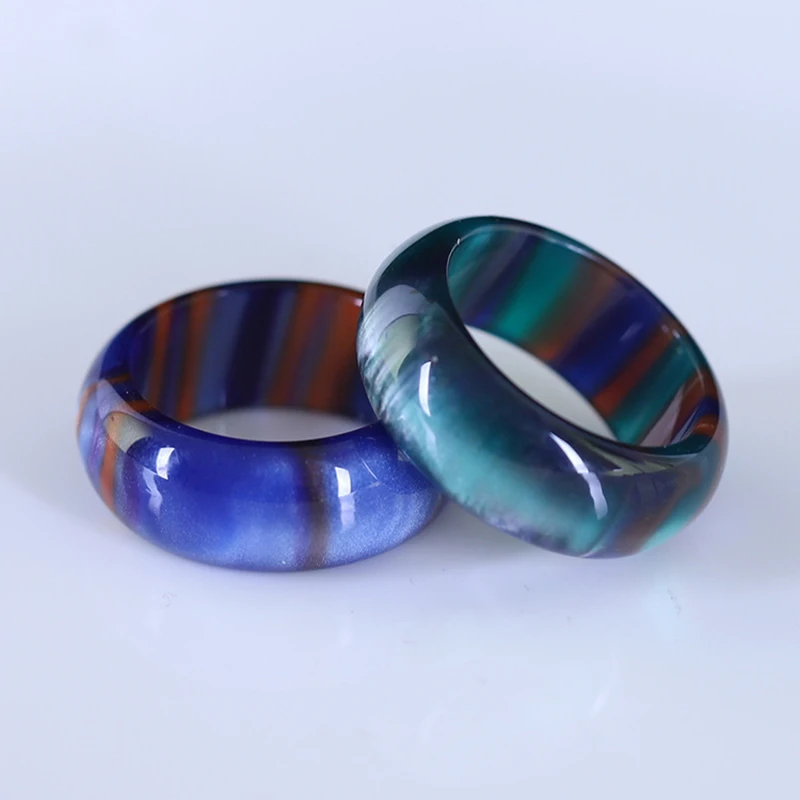 17-20mm Vintage Colorful Smooth Resin Acrylic Round Rings for Temperament Women Girls Simple Geometric Jewelry Fashion Gifts