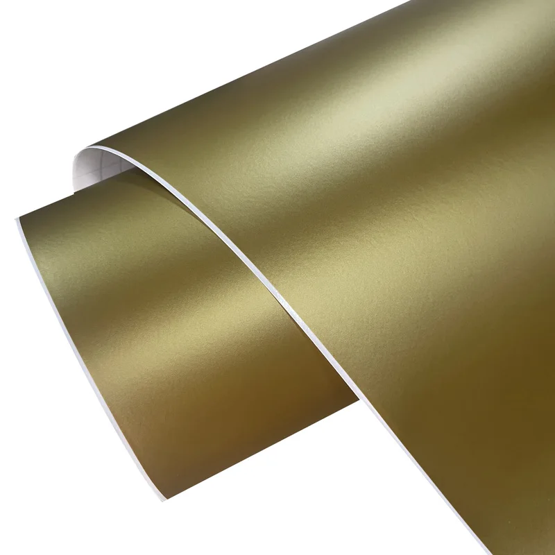 Hochwertige, mattgoldene Vinyl-Wickelrolle mit selbstklebender Aufkleber mit Air Release-Aufkleber für Kfz-Autoverpackungsfolie