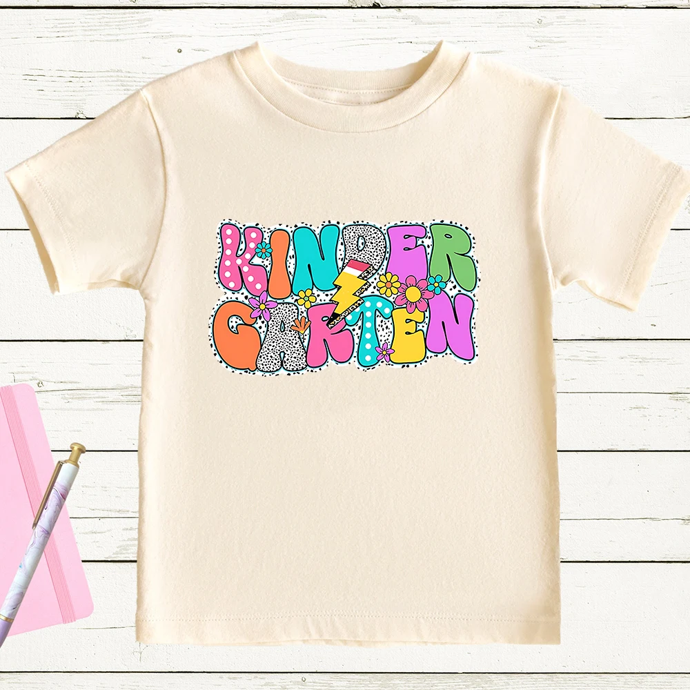 Kindergarten Shirt Retro School Clothes First Day of School Shirt First/Second/Third Grade Printed Kids Back To School Shirts