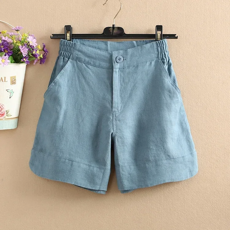 Women\'s Loose Shorts Cotton Linen Solid Color Wide Leg High Waisted Shorts Pants Casual  Harajuku Summer Shorts 2024