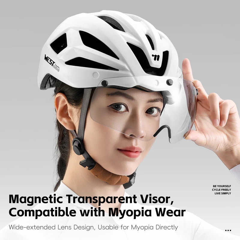 

Bicycle Helmet Transparent Lens Goggles for Women Men Cycling Safety Cap With Magnetic Lens Bike Motorcycle Helmet