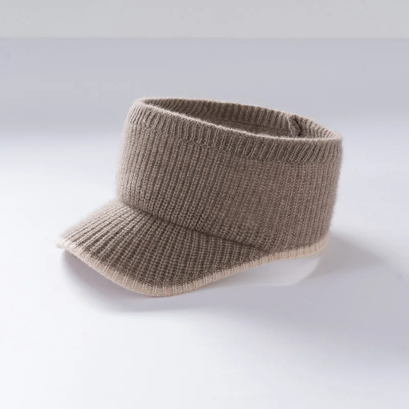 Czapka damska z dzianiny z kaszmiru 100%, modna i stylowa, jesienno-zimowa, damska czapka kaszmirowa w jednolitym kolorze, nowa.