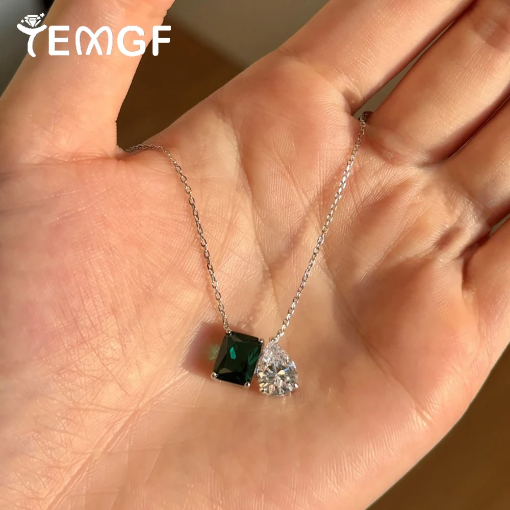 

TEMGF 5CTTW циркониевый кулон, ожерелье из стерлингового серебра 925 пробы, цепочка на шею для женщин, роскошные изящные ювелирные изделия, подарок-сюрприз на день рождения