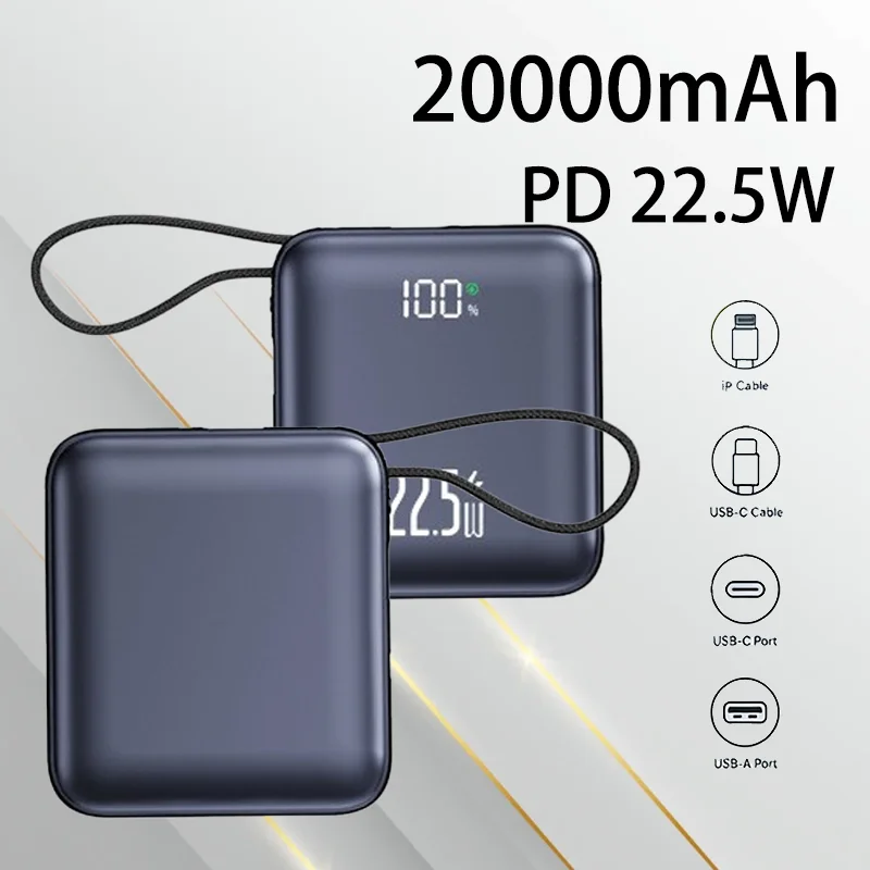 Compact 20000mAh Power Bank Size High Capacity Fast Charging Portable Mobile Charger for All Phones Electronic Devices