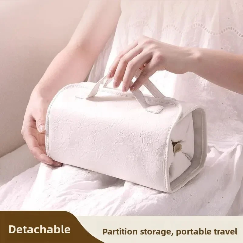 Afneembare hoogwaardige make-uptas Reizen Persoonlijk Grote capaciteit Handtas Handheld cosmetische gereedschapstas Pure kleur Andere materialen