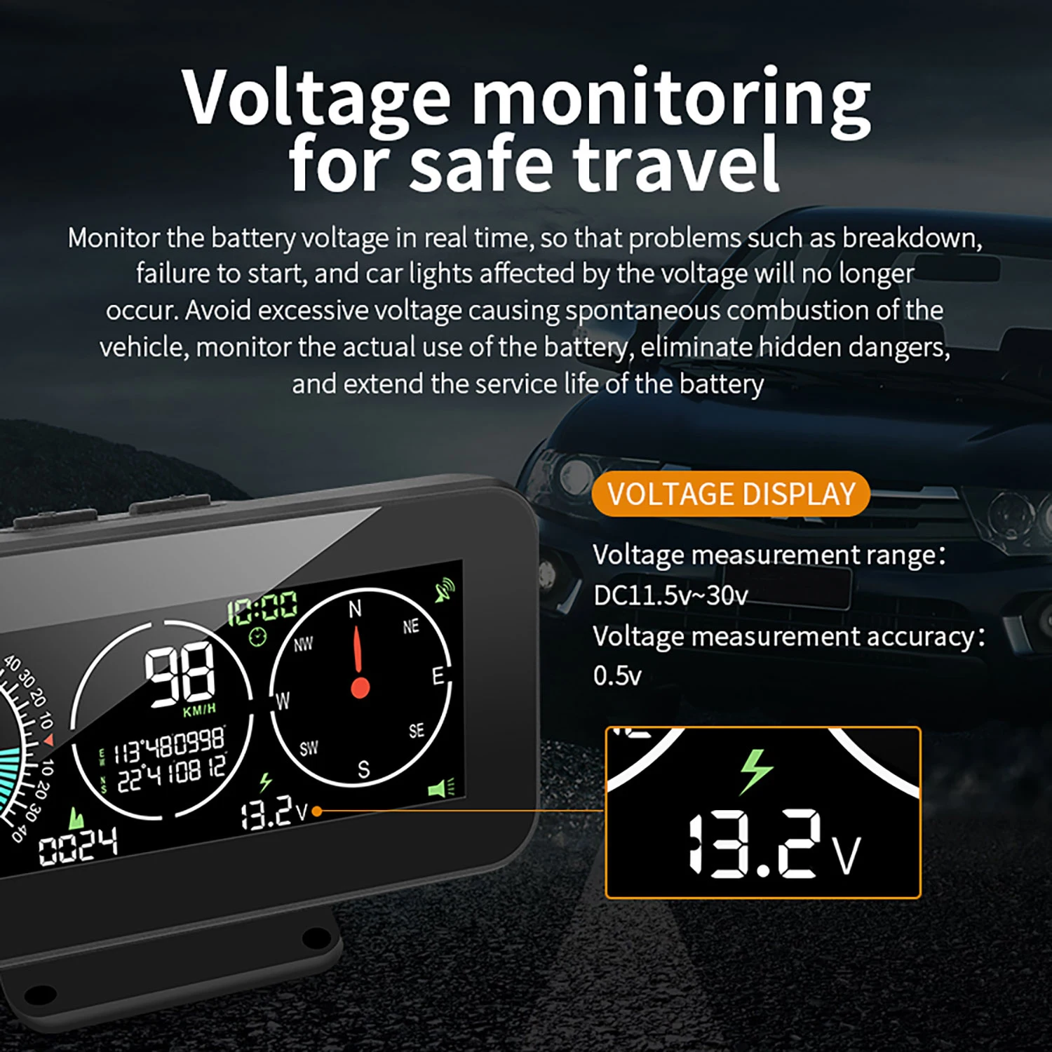 M60 / M50 Head Up Display Speed Slope Meter Digital GPS Inclinometer Car HUD Compass Overspeed Alarm 4x4 Off Road Accessorie