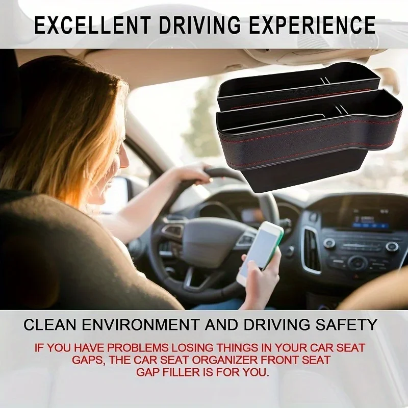 Car Seat Gap Filler Organizer, 2 Packs Multifunctional Car Seat Organizer, Auto Console Side Storage Box With Cup Holders