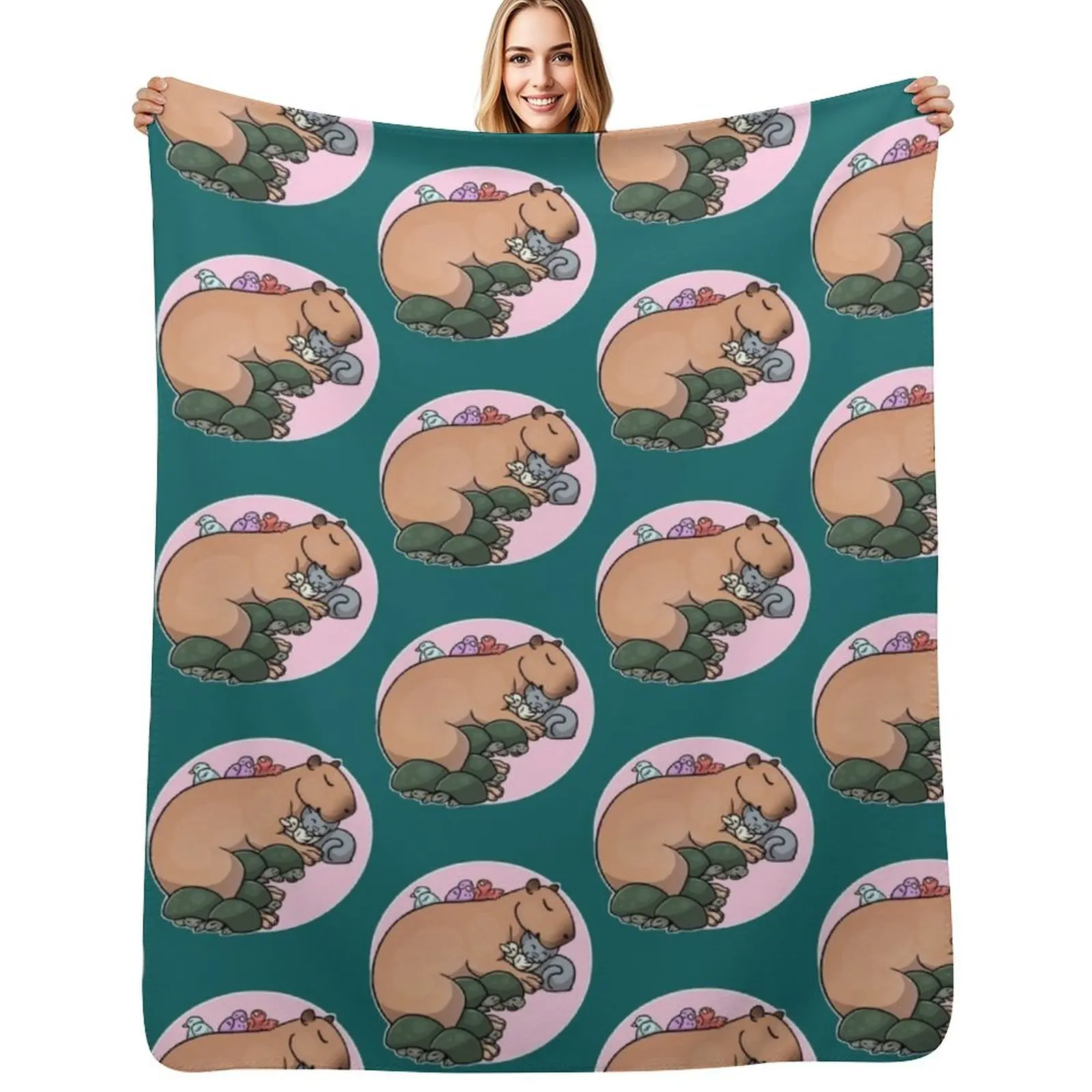 Capybara snuggles Throw Blanket Men's Soft Warm Throw Blanket for Couch
