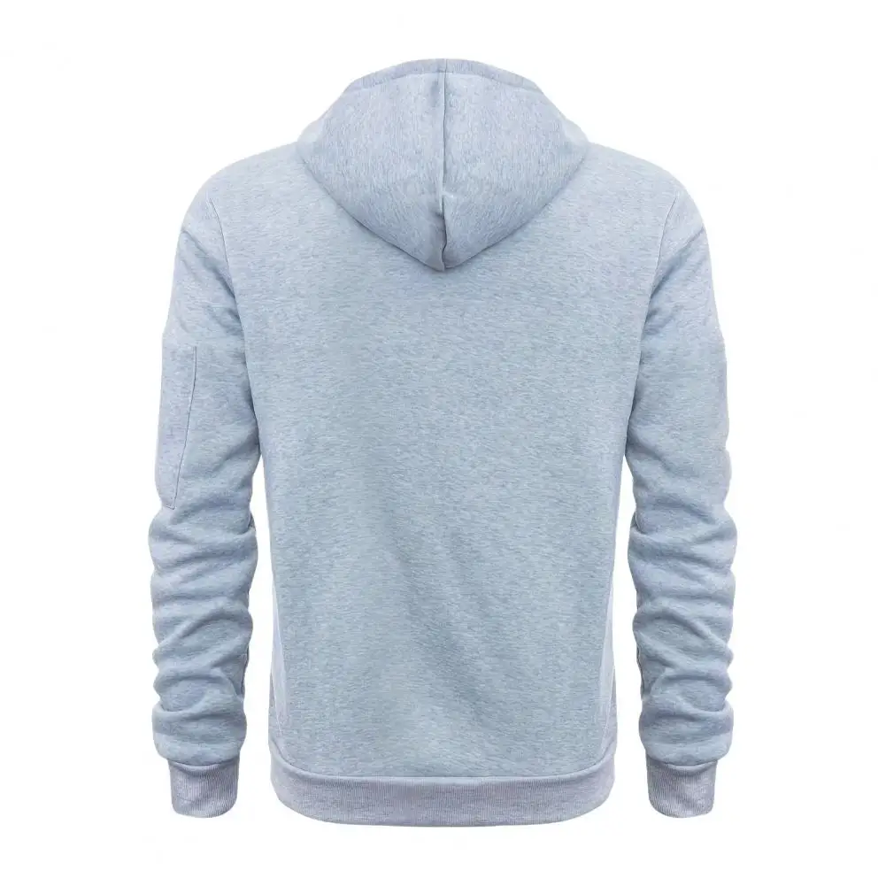 

Men Fleece Jacket Men's Fall Winter Hoodie with Zipper Decor Hooded Long Sleeves Multi Pockets Stylish Pullover Top for Comfort