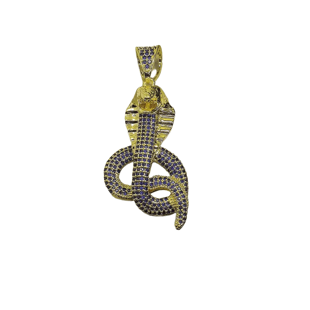 

Luxury custom men's exclusive 18K gold-plated necklace, diamond inlaid black mamba snake pendant, hip-hop trend decoration