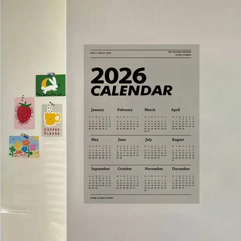 

Плакат настенного календаря на 2026 год, плакат с английским календарем, холст, календарь для классной комнаты, домашний декор для гостиной