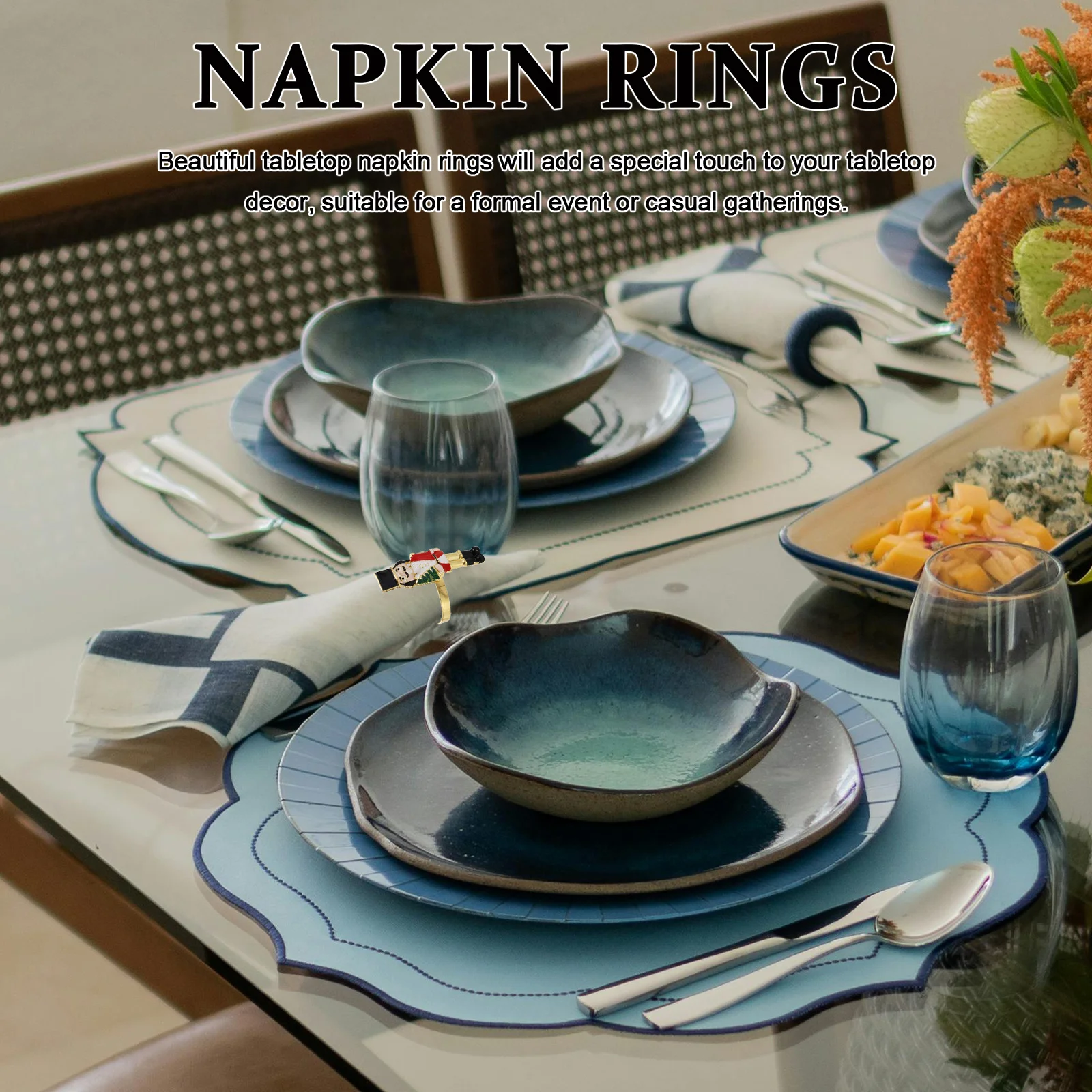 

4Pcs Holiday Napkin Rings Beautiful Nutcracker Style Napkin Fixing Buckles for Christmas Dinner Party Table Adornment