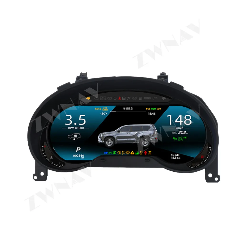 12.3 Inch Upgrade Dashboard For Lexus GX 2010-2021 LCD instrument Panel Virtual Driving display Cockpit Virtual Instrument