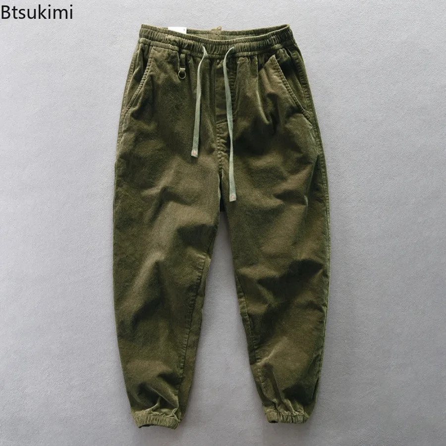 Autumn Winter New Men's Corduroy Pants Vintage Streetwear Fashion Versatile Drawstring Casual Baggy Trousers Male Joggers Pants