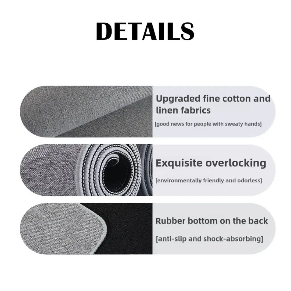 Modern Linen Mouse Pad Non-slip Rubber Keyboard Mice Mat Large Waterproof Computer Laptop Mousepad Home Office