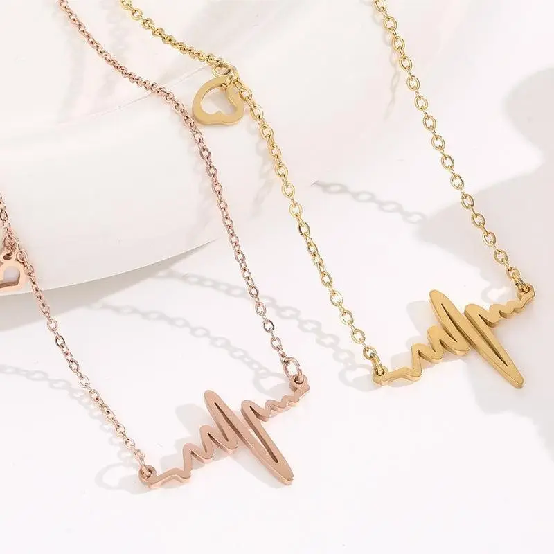 Простое и универсальное женское колье на ключице, колье в форме сердца ЭКГ.