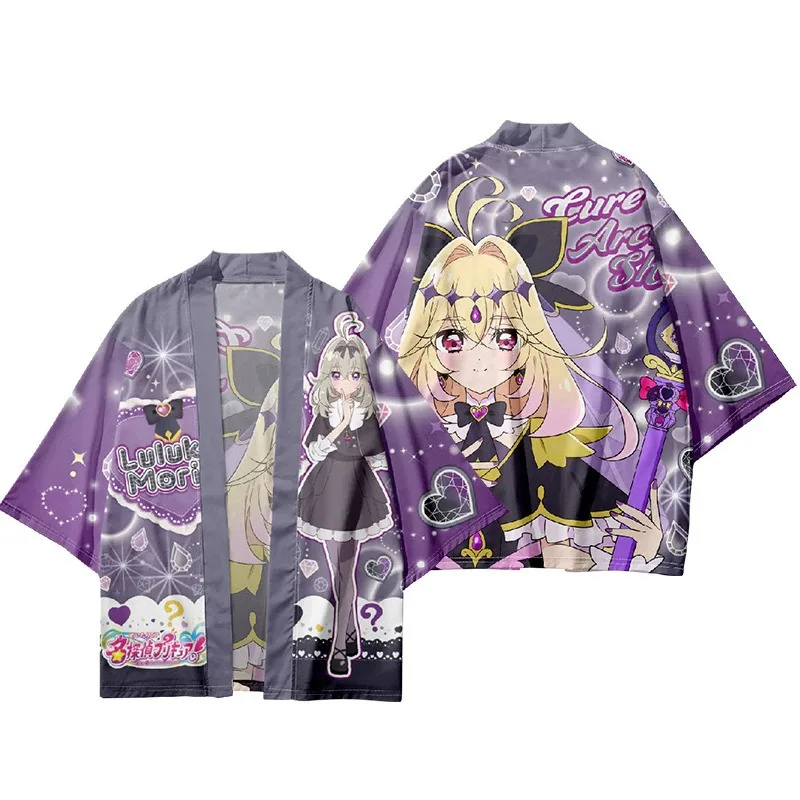 cardiga-quimono-japones-estilo-anime-pretty-cure-roupa-identica-ao-de-luluk-mori-com-estampa-de-plumas-e-floresta
