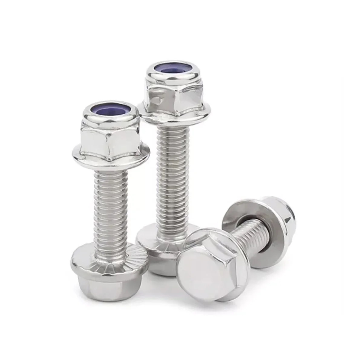 304 Stainless Steel Flange Anti Slip Outer Hexagonal Screw Nylon Anti Loosening Nut Combination Set M5M6M8M10