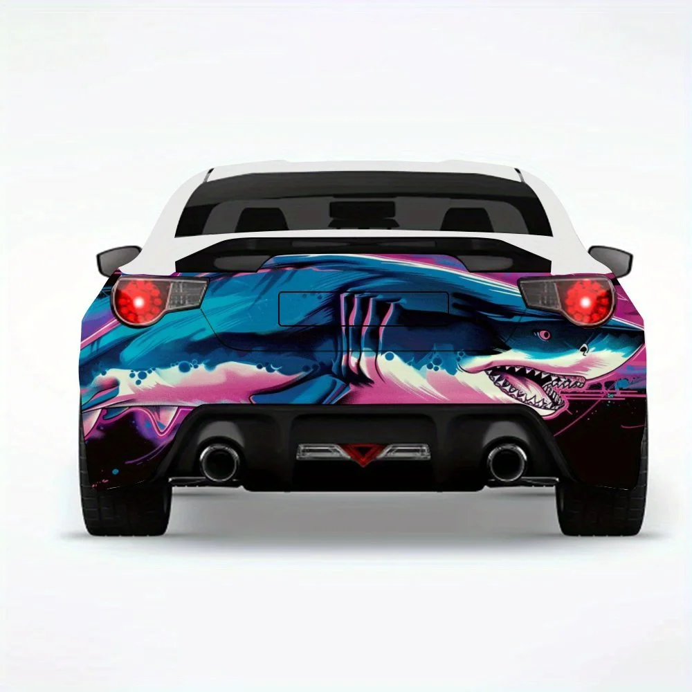 

Крутая наклейка на автомобиль с изображением акулы-виниловая наклейка на заднюю часть автомобиля, водонепроницаемые самоклеящиеся виниловые наклейки для хвоста и бампера автомобиля, украшение P