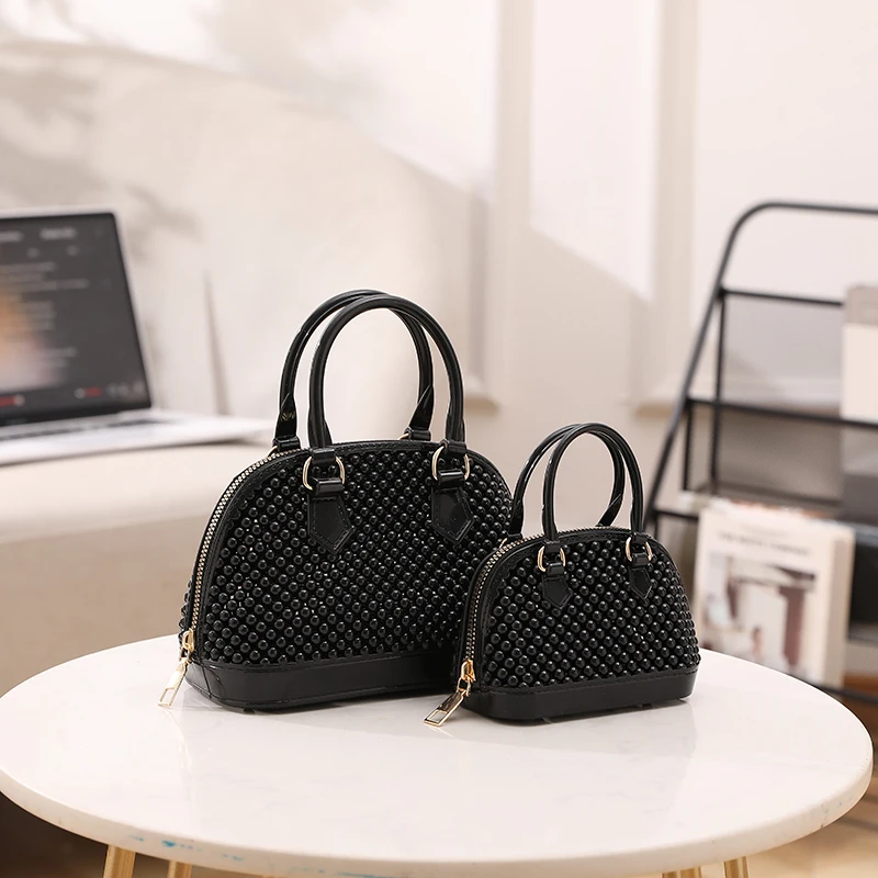 Fashionable New 2024 Summer Transparent Jelly Bag Pearl Beaded Chain Small Bag Single Shoulder Crossbody Bag