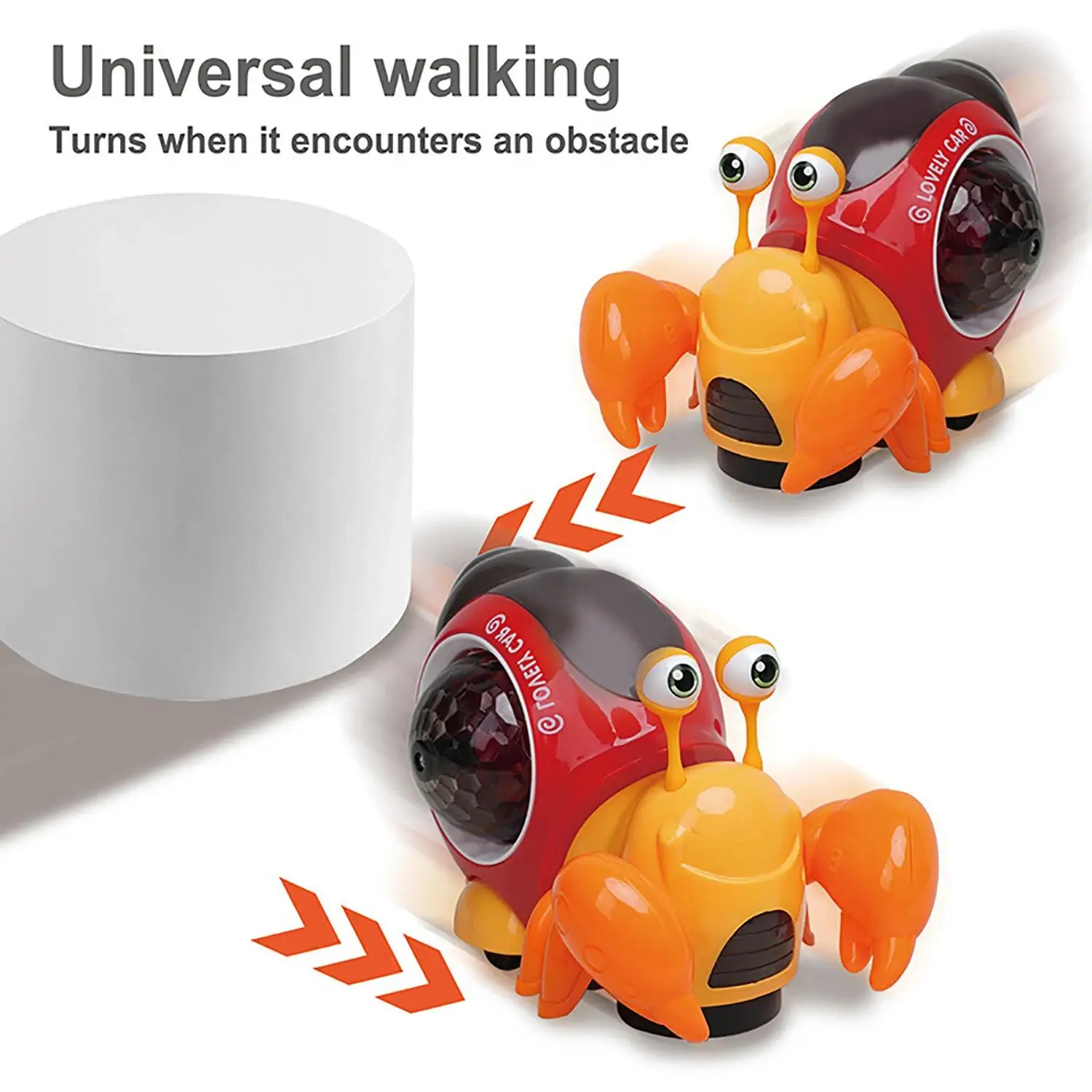 Elektryczna zabawka krab pustelnik z dźwiękiem i światłem, automatyczne unikanie przeszkód, rozwijanie inteligencji i wczesnej edukacji dzieci.