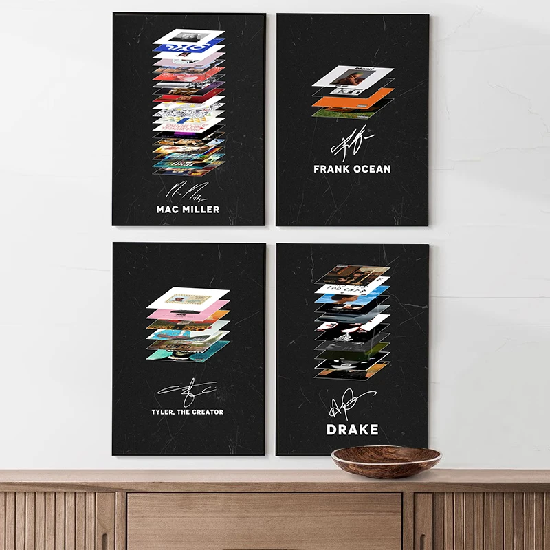 Famous Singer Drake Tyler The Creator Mac Miller Music Album Cover Poster Rapper Canvas Painting Wall Art Picture Bedroom Decor