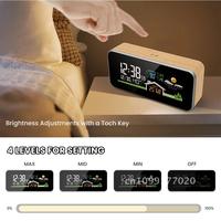 Alarm Clock Digital Surface Wall Week Time Date Decor Humidity Watch Weather Forecast Clock Wireless Desk Temperature Table Wood