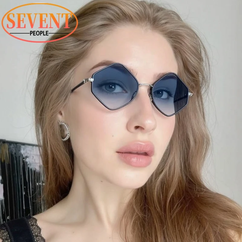 

Vintage Steampunk Hexagon Sunglasses Women 2025 Luxury Brand Trendy Punk Polygon Sunglass UV400 Retro Driving Shades For Ladies