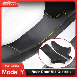 2pcs Rear Door Sill Guards For Tesla Model Y Panel Protector Cover Anti-Kick Mats Film Bumper Welcome Pedal Pad Car Accessories