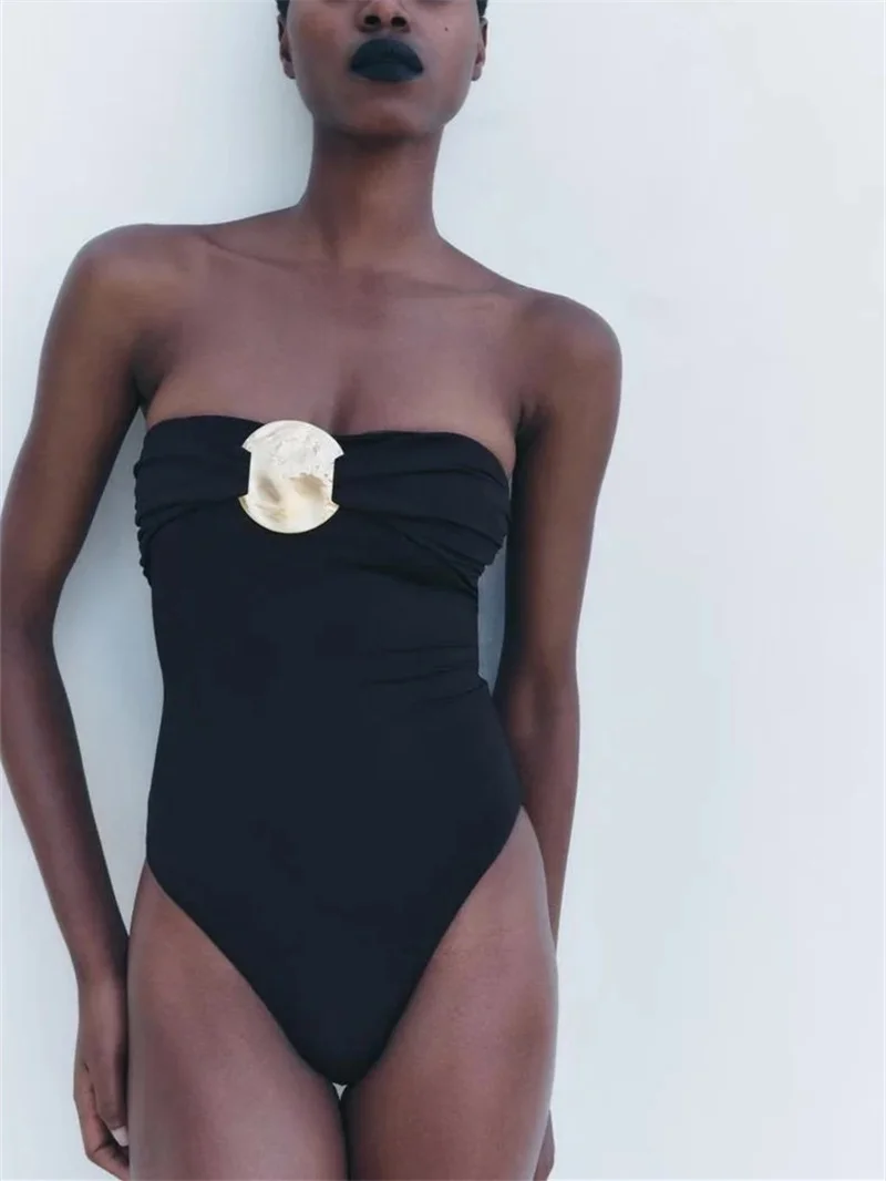 

Сексуальный плотный металлический купальник с одним плечом и сложенным подолом, женский летний комбинезон, Новое поступление, хлопковая ткань