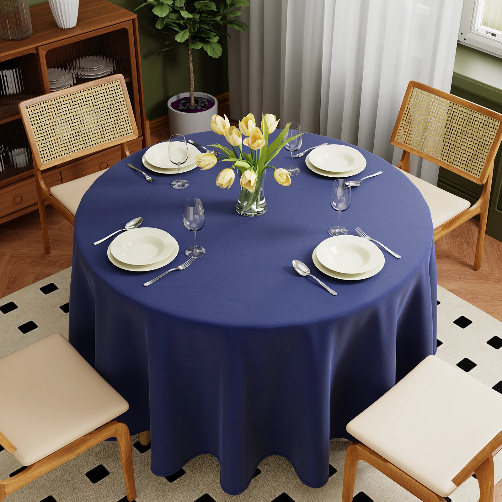 Nappe ronde de couleur Pure, décorative, pour Banquet de mariage, cuisine, maison, salle à manger, fête, couverture de Table, tissu à thé, diamètre 127 ~ 304cm