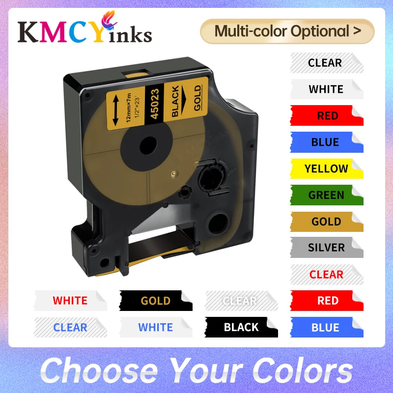 

KMCYinks Label Tape 12mm For Dymo D1 Tape 45023 45013 45010 for Dymo Labeller LabelManager LM160 LM420P LM480 Colorpop Printer