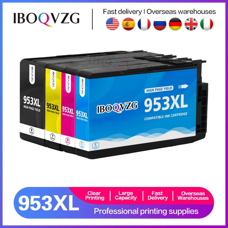 4 Color Full 953XL Ink Cartridge Compatible 953 for HP 953 XL Black CMYK for HP Printer OfficeJet Pro 7720 7730 7740 8210 8218