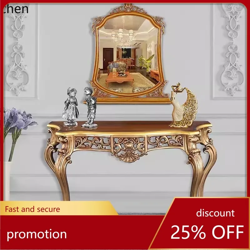 

CZ Carved Entryway Table Decorative Console Wall-Mounted Hallway Cabinet Complete Set