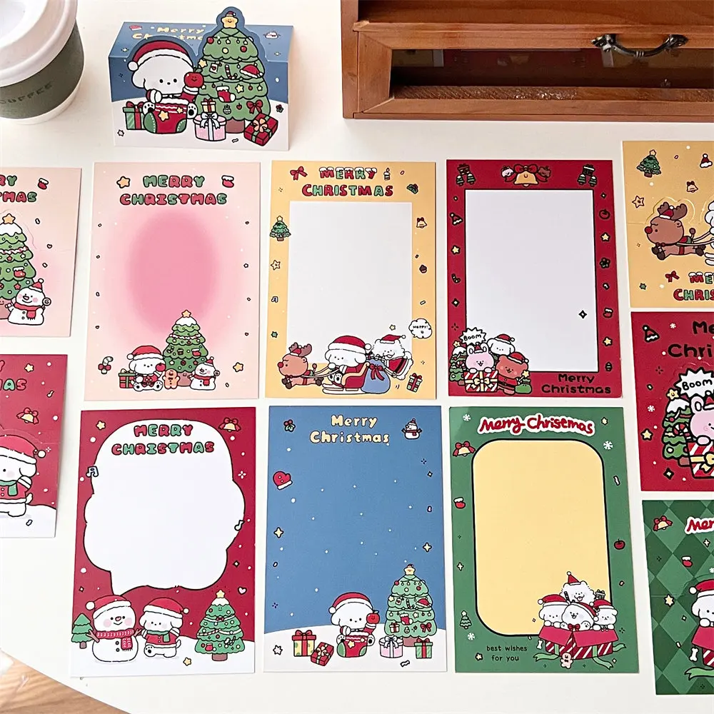 20 Sets Christmas Card Head Back Card Packaging Bottom Card Cute Cartoon Packaging Small Cardboard Mailing Card Greeting Card