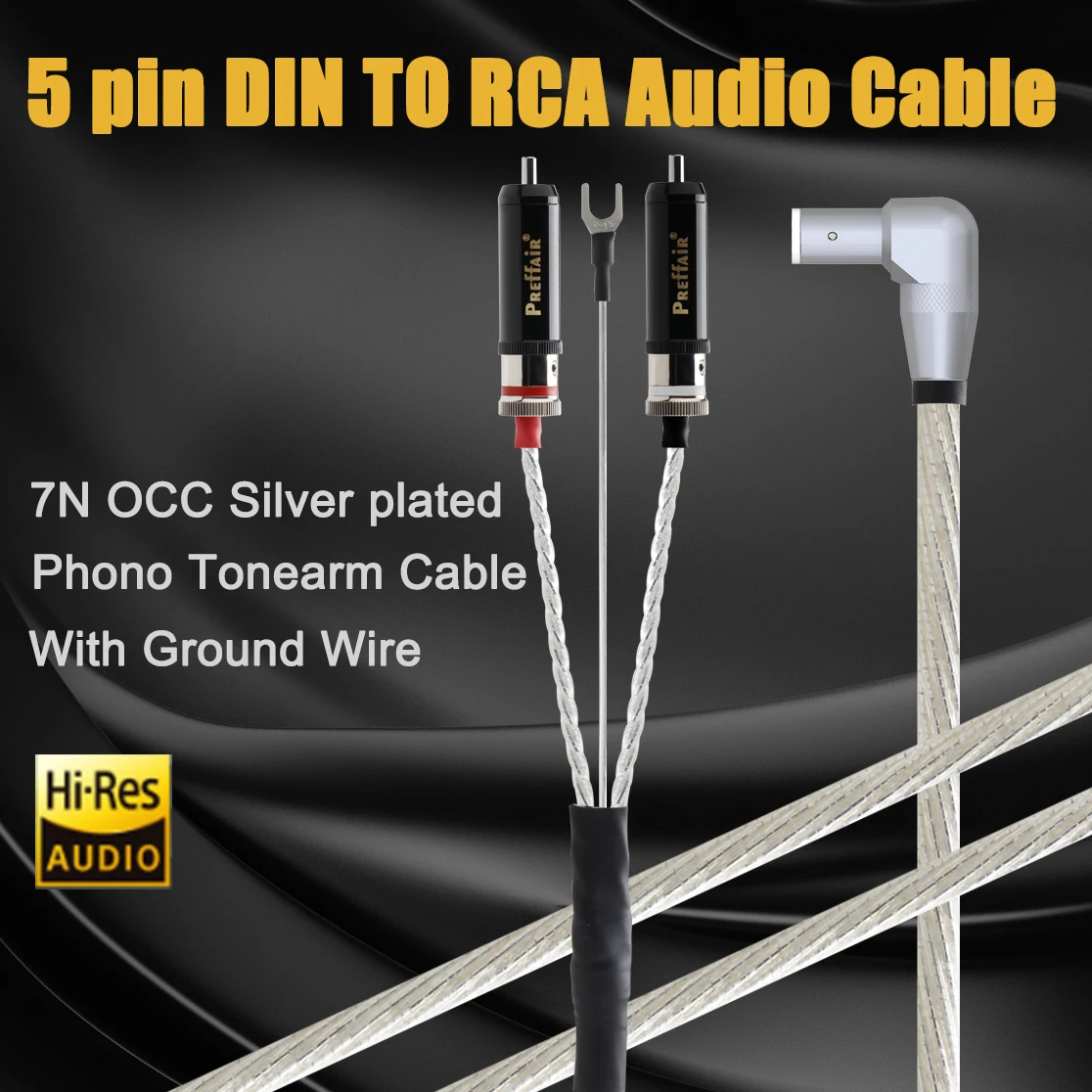 

Hifi Odin Tonearm Cable 90 degree 5Pin Xlr to RCA 7N OCC Silver Plated arm line Stright Audiophile LP Vinyl Record Phono Wire