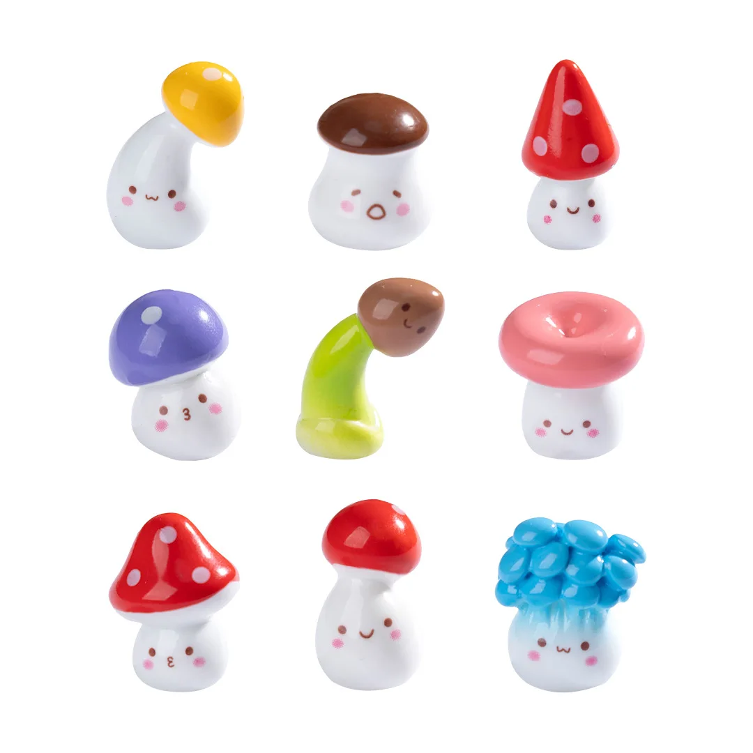 

10Pcs New Crooked Mushroom Resin Craft Figurine DIY Home Decor Miniature Fairy Garden Bonsai Moss Decoration Accessories Modern
