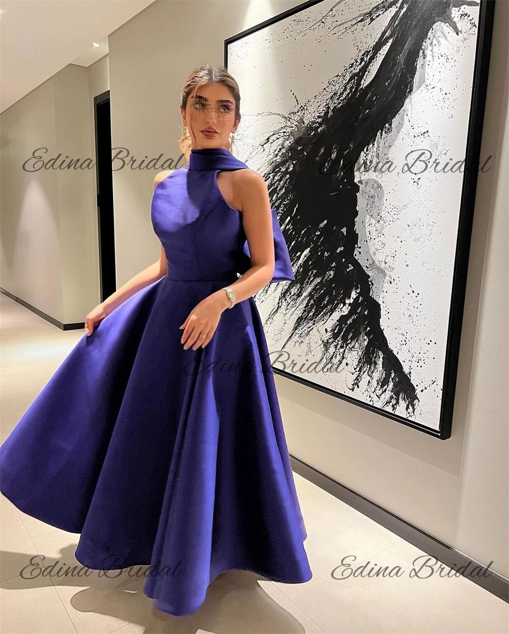 A-line Pleat Sleeveless Backless Evening Party Dresses Solid Color Satin Chic and Sophisticated Prom Gowm платья на торжество