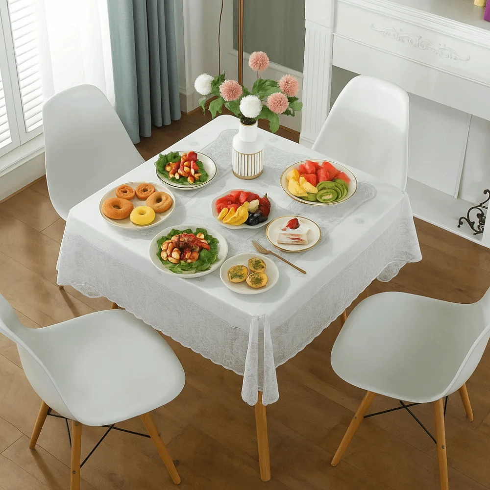 Waterproof Square Tablecloth Anti-Scald Oil Resistant Printed Table Cover Anti Slip Washable Table Mat Wedding Dining Room