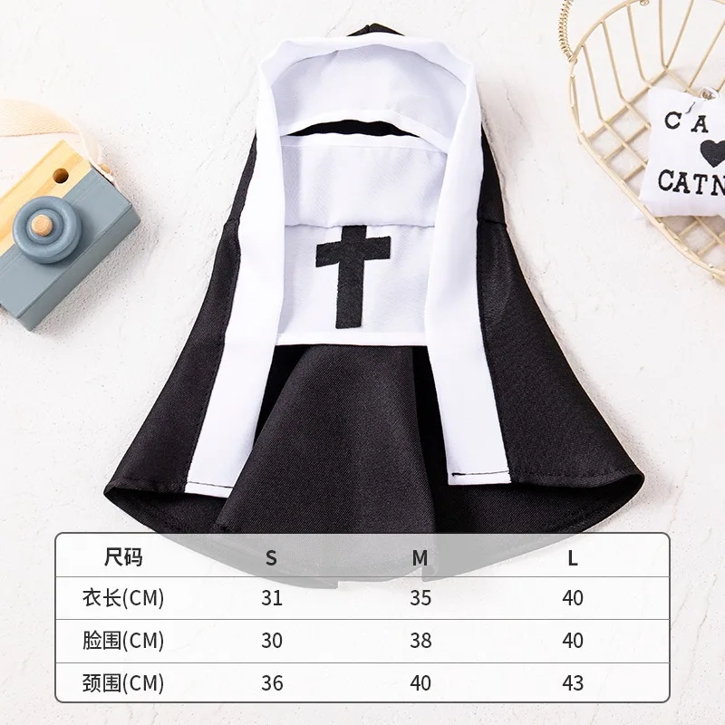 Niedliches Anime-Katzen-Nonnen-Kostüm Kreative Lustige Party-Dekoration Halloween Kawaii Cartoon Haustier-Cosplay-Zubehör Geschenke – Detail 6