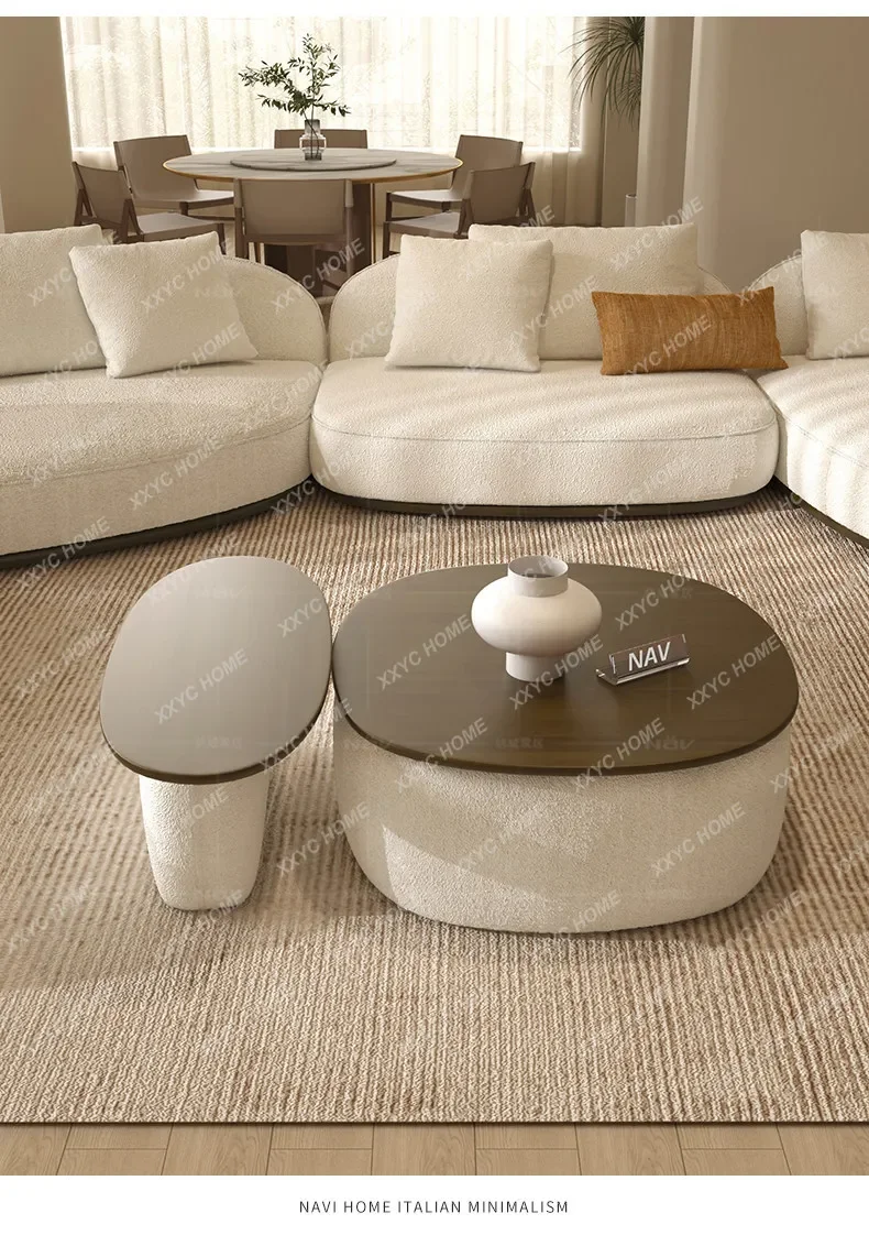 YYYMedieval style coffee table round small apartment living room home design, creative storage low table