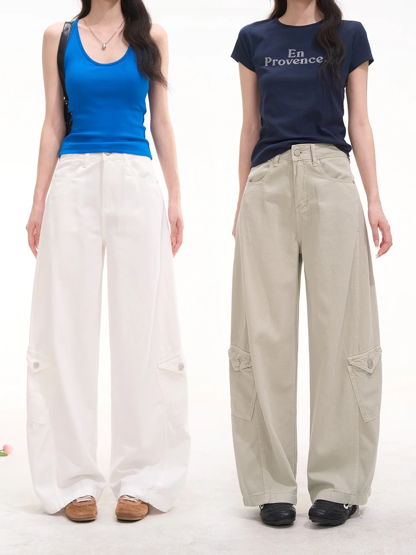 

Heme Wind Bell Casual Loose Women's Jeans Wide Leg Workwear Cotton Spring Summer Fashionable Versatile Denim Pants