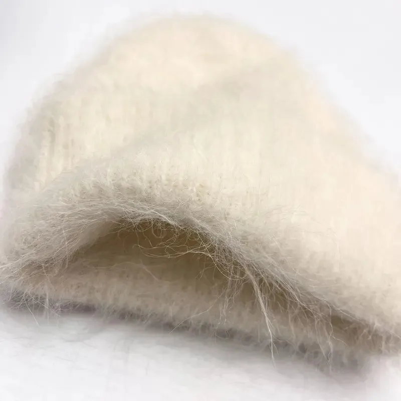 Fluffy 78% Alpaca Wool Beanies Women Warm Knitted Hat Winter Bonnet