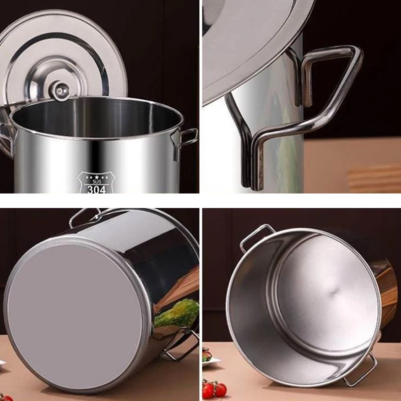 Stainless Steel Stockpot Canning Pasta Pot With Handle For Delicious Soups Big Cookware Large Capacity For Canteens Hotel