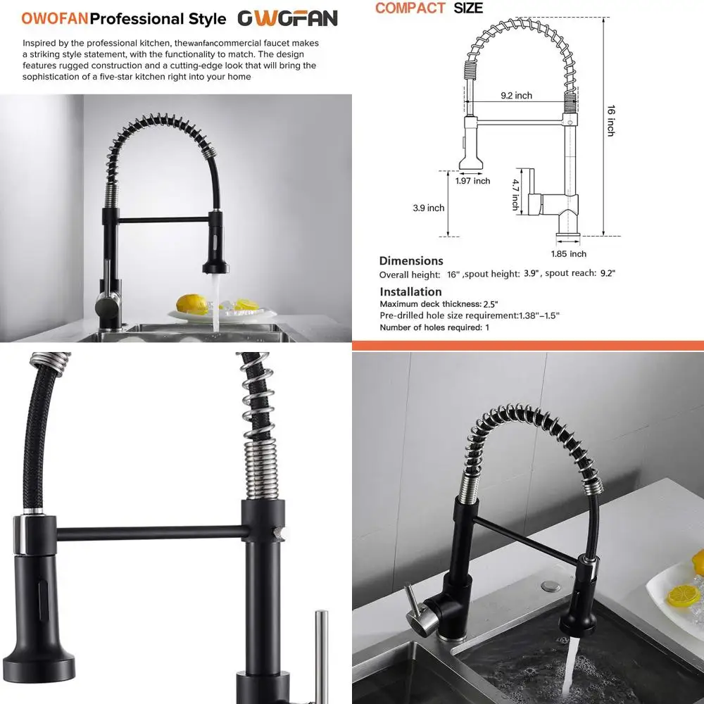 

Contemporary Lead-Free Single Handle Pull-Down Spray Kitchen Faucet with Brass and Brushed Nickel Finishes