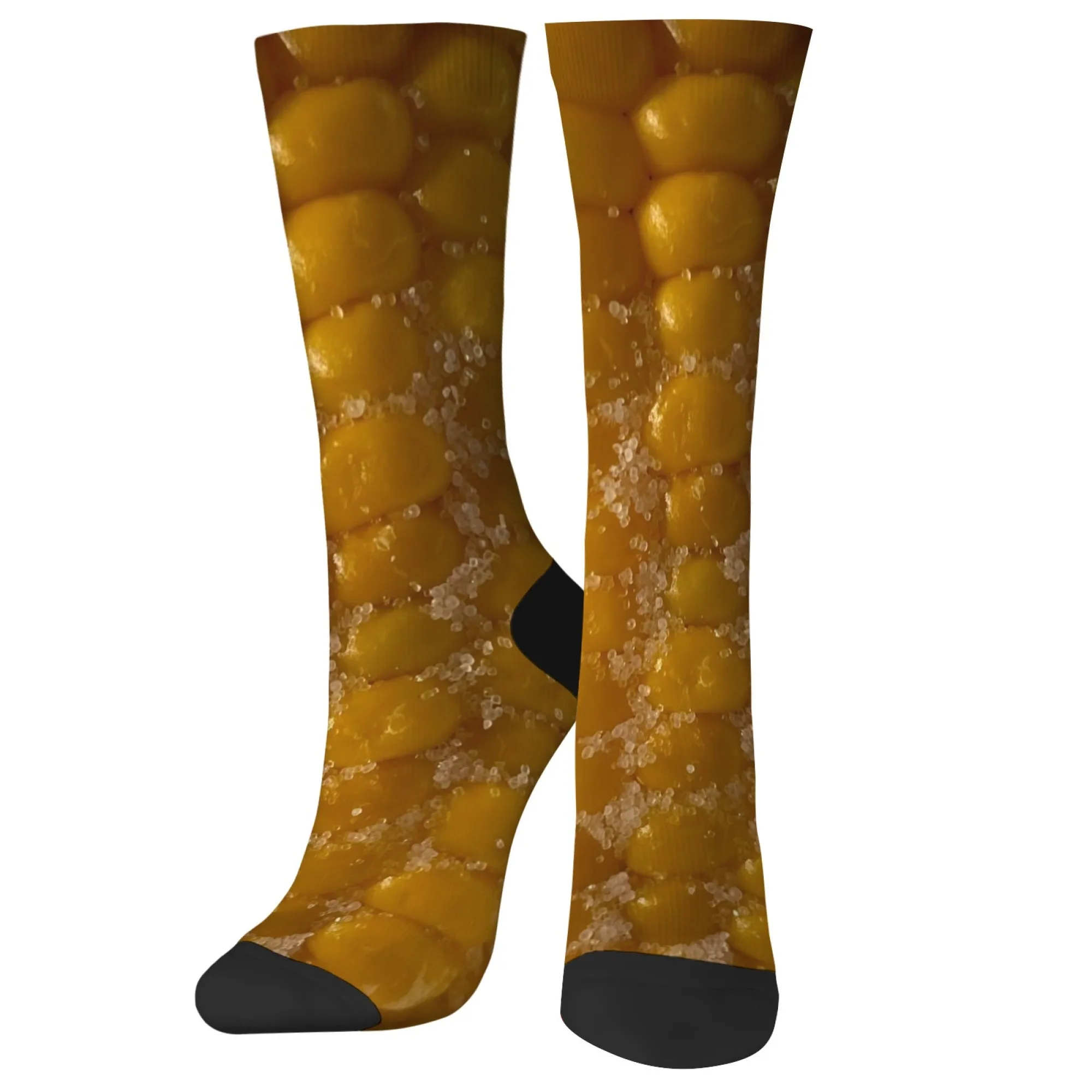 جوارب متوسطة الساق من الذرة المملحة الديناميكية الطازجة، تصميم مطبوع عليه الذرة المملحة اللامعة للجنسين لملابس الحرم الجامعي ناعمة ومسامية #4