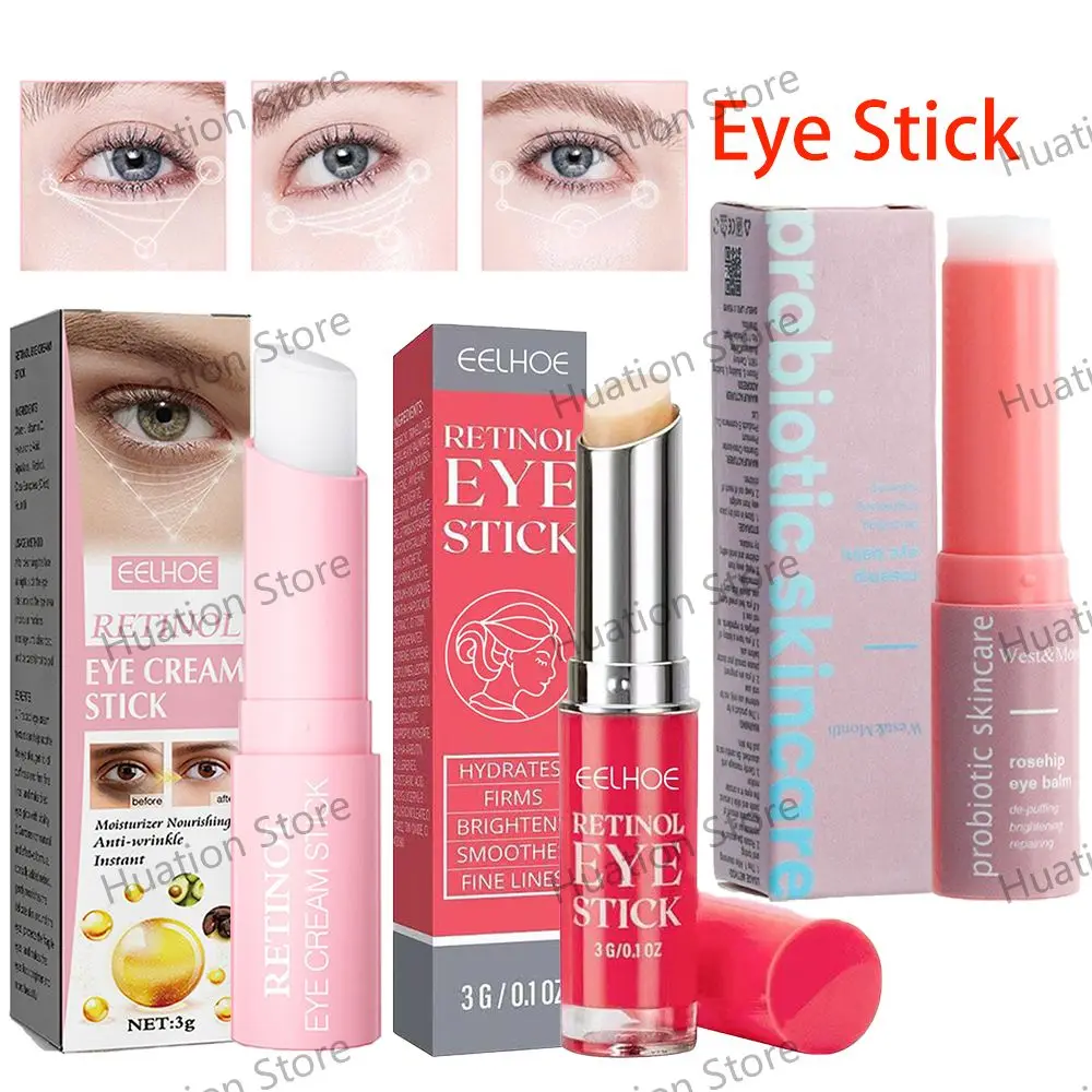 Retinol Eye Cream Stick, Remover Livrar-se de círculos escuros inchados, Eye Bags Lifting, Hidratante, Reparação de Saúde, Smoothing Eye Care