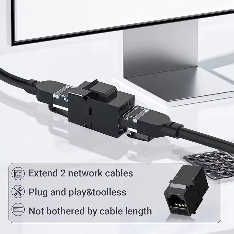 RJ45 Cat6 Cat5e Keystone Coupler, Female to Female Cat6 Cat5e Keystone Jack, UTP Keystone Coupler Insert, Black