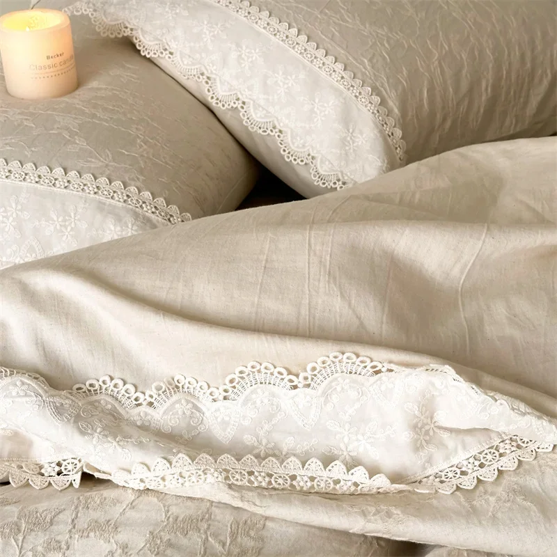 Svetanya Linen Cotton Bedding Set Jacquard Bed Linens Sheet Pillowcase Duvet Cover Set Underwear