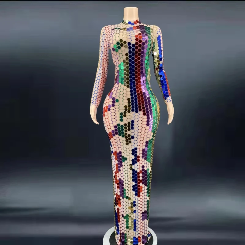 Vestidos de Noche con espejo, vestido transparente, celebración de cumpleaños, fiesta de graduación, traje de actuación, mono de espectáculo de bailarina para mujer